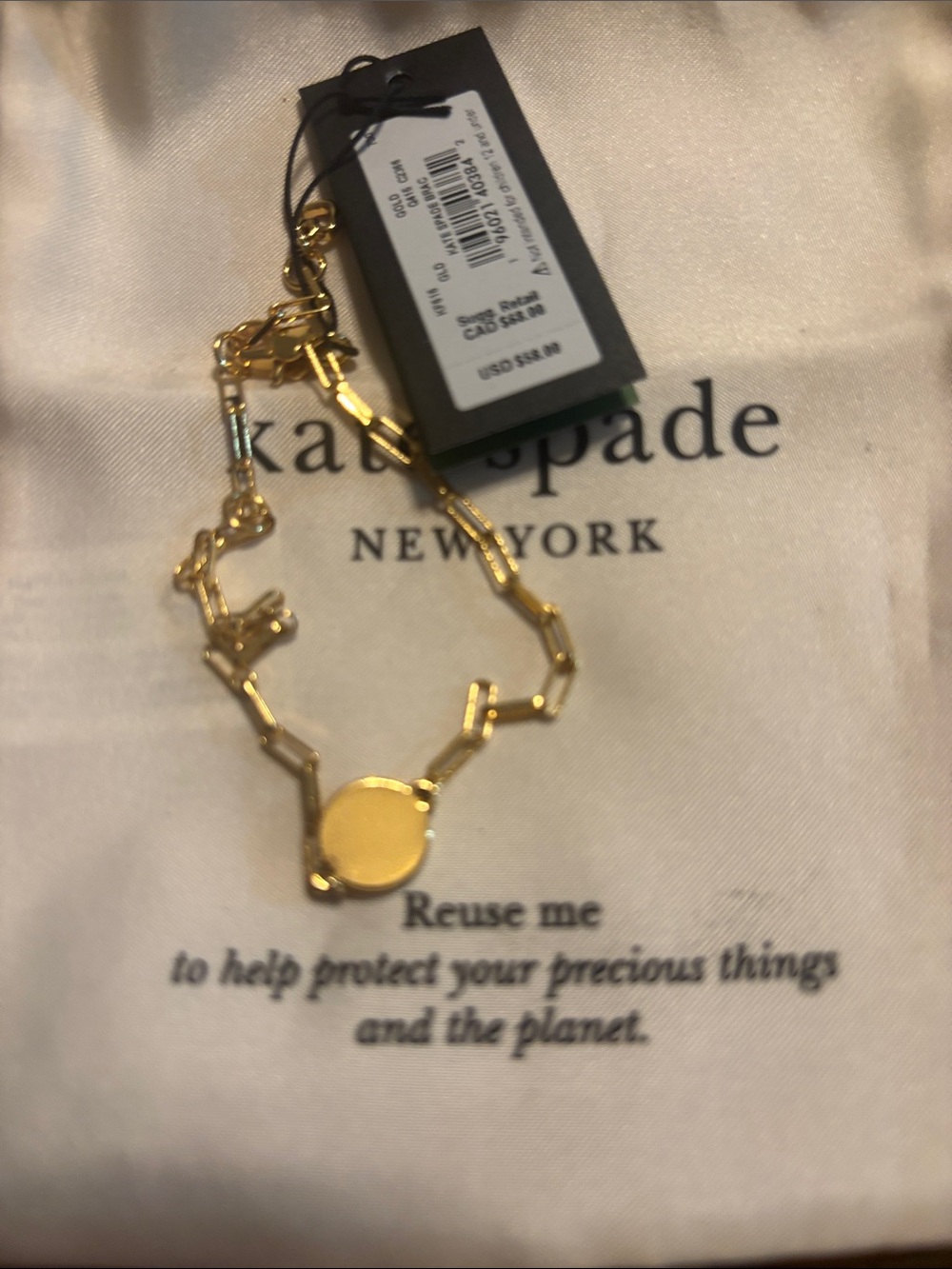 kate spade New York  Initial Chain Bracelet Gold-tone Paperclip Firm in price - Picture 3 of 4